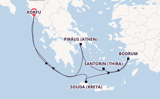 Östliches Mittelmeer ab Korfu, Griechenland auf AIDAblu