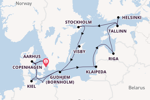 Baltic Sea from Copenhagen, Denmark with the Caribbean Princess