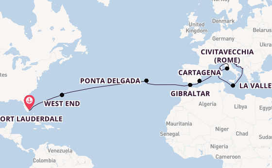 trans-Atlantisch vanaf Fort Lauderdale, Verenigde Staten met de Enchanted Princess