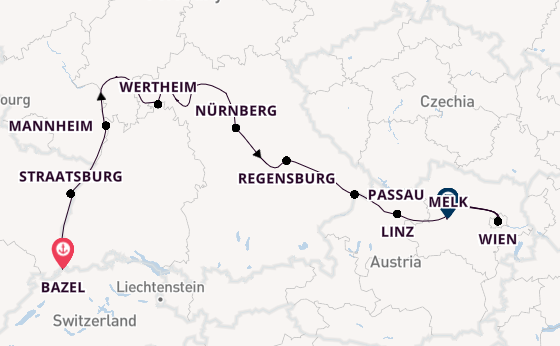 Donau vanaf Bazel, Zwitserland met de VIVA ENJOY