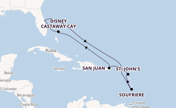 Karibik ab Port Canaveral, USA auf der Disney Fantasy