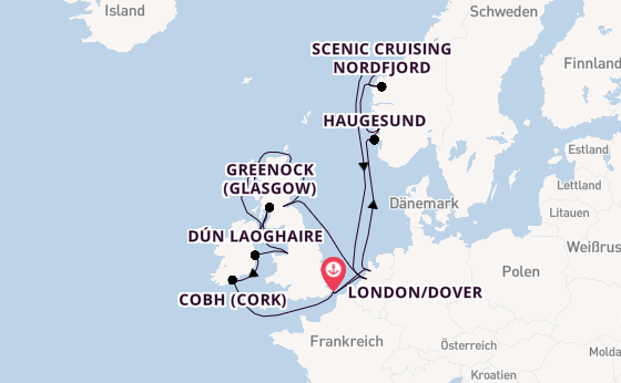 Britische Inseln ab London/Dover, Großbritannien auf der Nieuw Statendam