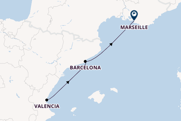 Westelijke Middellandse Zee vanaf Valencia, Spanje met de MSC Sinfonia