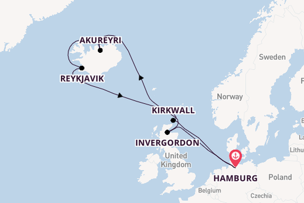 Schotland vanaf Hamburg, Duitsland met de Mein Schiff 2 