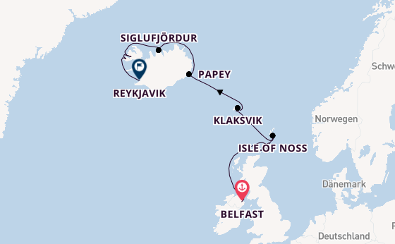 Arktis ab Belfast, Nordirland auf der Seabourn Venture