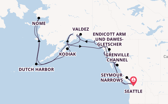 Alaska vanaf Seattle, Verenigde Staten met de Noordam