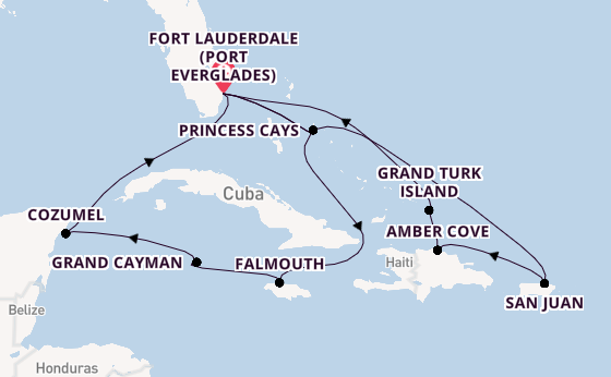 Caribbean from Fort Lauderdale (Port Everglades), Florida, USA with the Sky Princess 