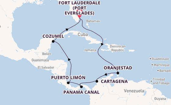 Central America from Fort Lauderdale (Port Everglades), Florida with the Caribbean Princess