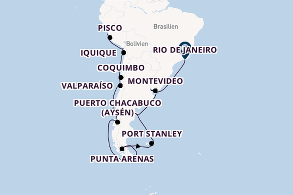Südamerika ab Callao (Lima), Peru auf der Seven Seas Voyager