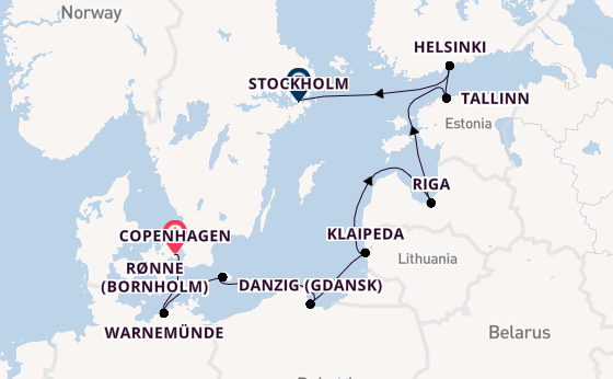 Baltic Sea from Copenhagen, Denmark with the Azamara Journey