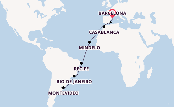 Transatlantic from Barcelona, Spain with the Viking Jupiter