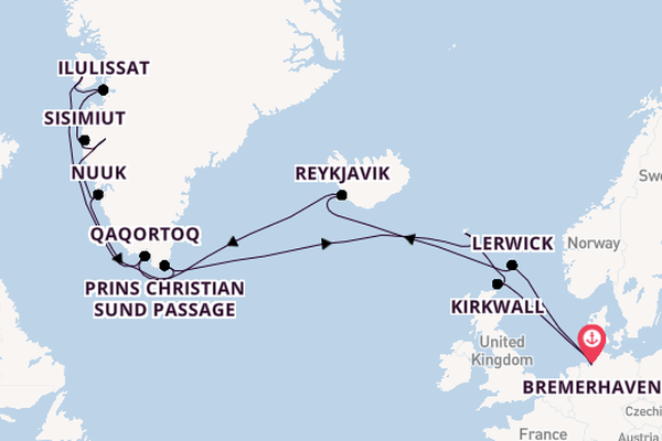 Arctica vanaf Bremerhaven, Duitsland met de Amera