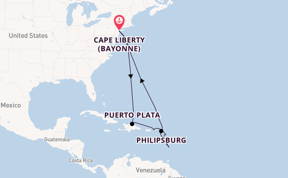 Caribbean from Cape Liberty (Bayonne), New Jersey, USA with the Odyssey of the Seas
