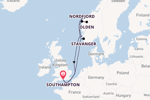 Norway from Southampton, England with the Queen Anne