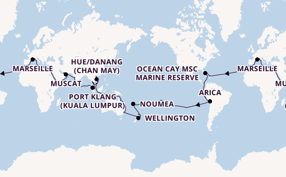 World Cruise from Barcelona, Spain with the MSC Magnifica