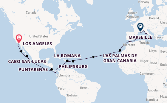 Transatlantic from Los Angeles, California with the MSC Magnifica