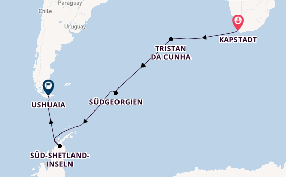 Transatlantik ab Kapstadt, Südafrika auf der HANSEATIC spirit