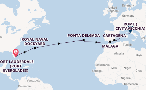 Transatlantic from Fort Lauderdale (Port Everglades), Florida, USA with the Celebrity Ascent
