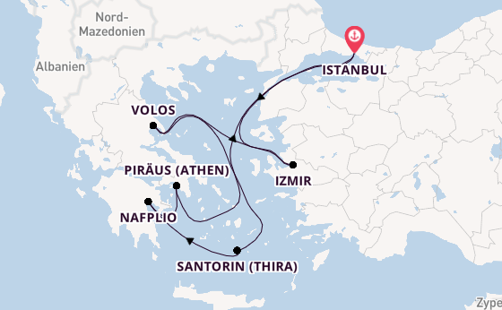 Östliches Mittelmeer ab Istanbul, Türkei auf der Costa Pacifica
