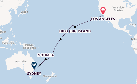 Transpazifik ab Los Angeles, USA auf der Queen Victoria