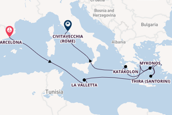 Middellandse Zee vanaf Barcelona, Spanje met de Celebrity Equinox