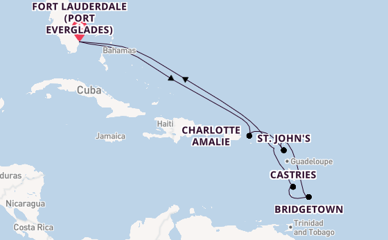 Caribbean from Fort Lauderdale (Port Everglades), Florida, USA with the Celebrity Ascent