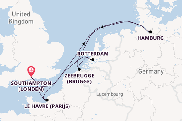 Engeland vanaf Southampton (Londen), Engeland met de MSC Preziosa
