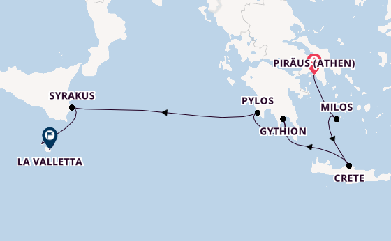 Mittelmeer ab Piräus (Athen), Griechenland auf der Star Flyer