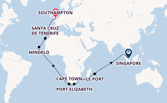 South Africa from Southampton, England with the Queen Elizabeth