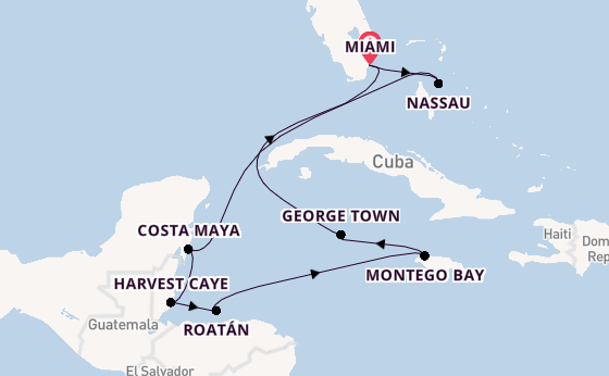 Caribbean vanaf Miami, Verenigde Staten met de Seven Seas Mariner