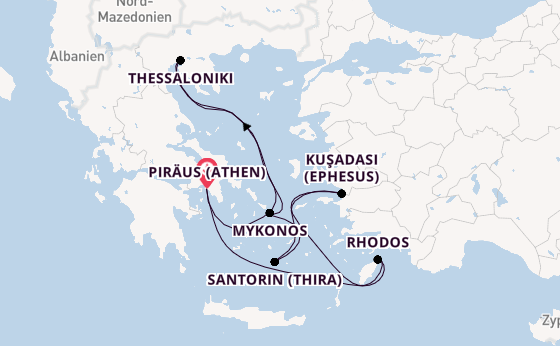 Östliches Mittelmeer ab Piräus (Athen), Griechenland auf der Celebrity Infinity