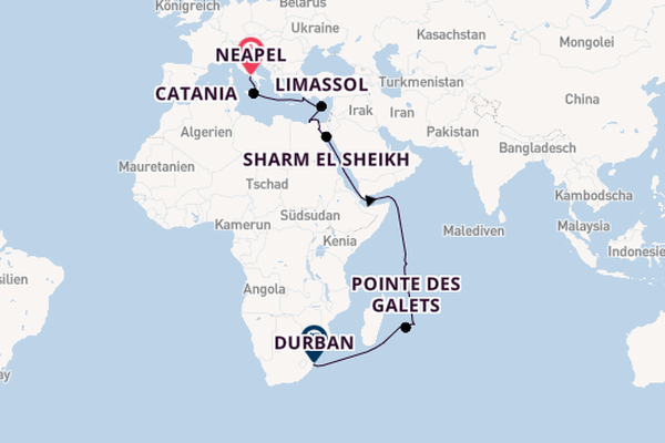 Mittelmeer ab Neapel, Italien auf der MSC Sinfonia