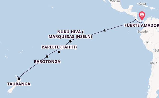 Transpazifik ab Fuerte Amador, Panama auf der Amadea