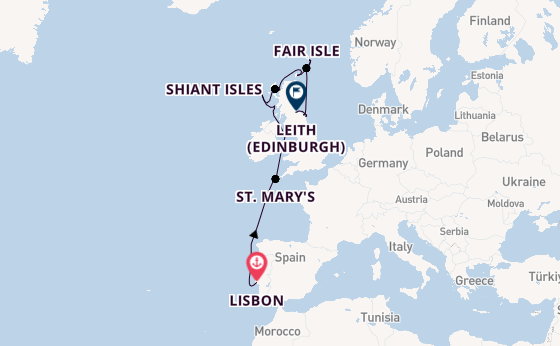 British Isles from Lisbon, Portugal with the Silver Endeavour