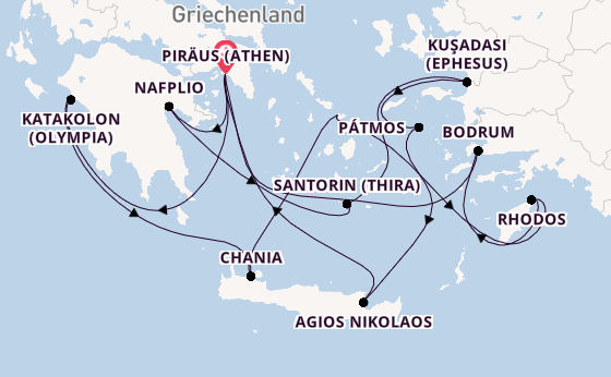 Östliches Mittelmeer ab Piräus (Athen), Griechenland auf der Seven Seas Splendor