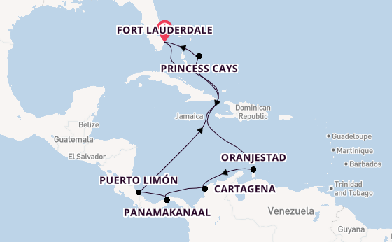Midden-Amerika vanaf Fort Lauderdale, Verenigde Staten met de Caribbean Princess