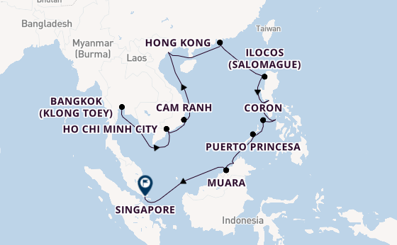 Southeast Asia from Bangkok (Klong Toey), Thailand with the Riviera
