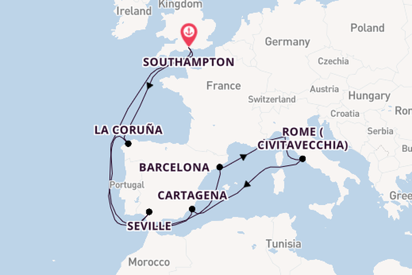 Western Mediterranean from Southampton, England with the Celebrity Beyond