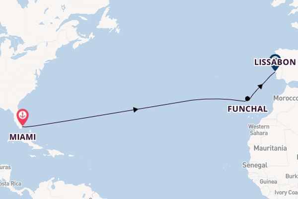 trans-Atlantisch vanaf Miami, Verenigde Staten met de Seabourn Quest