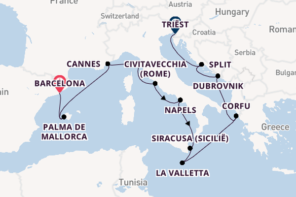 Westelijke Middellandse Zee vanaf Barcelona, Spanje met de Norwegian Breakaway