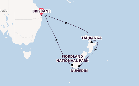 Nieuw Zeeland vanaf Brisbane, Australië met de Grand Princess