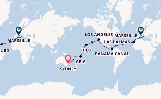 Round-the-World Trip from Sydney, Australia with the MSC Magnifica