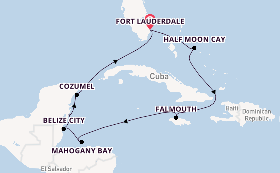 Caribbean vanaf Fort Lauderdale, Verenigde Staten met de Rotterdam