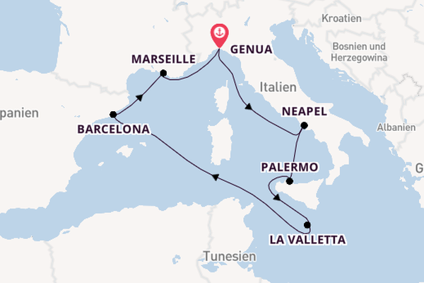 Westliches Mittelmeer ab Genua, Italien auf der MSC Seaview