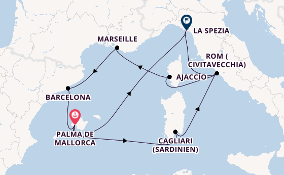 Westliches Mittelmeer ab Palma de Mallorca, Spanien auf AIDAcosma