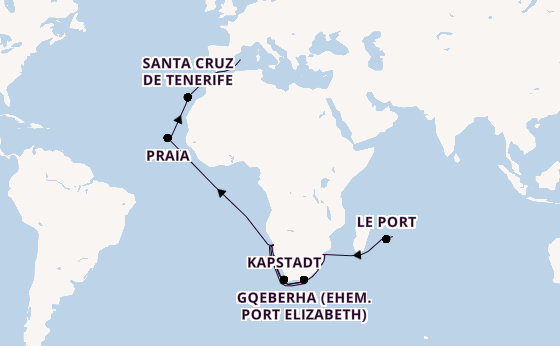 Südliches Afrika ab Port Louis, Mauritius auf AIDAblu