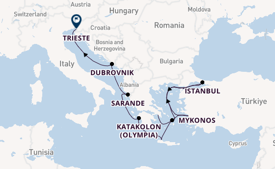 Eastern Mediterranean from Athens (Piraeus), Greece with the Nieuw Amsterdam