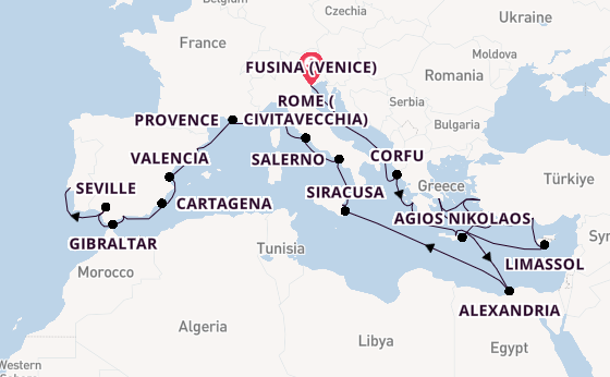 Mediterranean Sea from Fusina (Venice) with the Azamara Journey