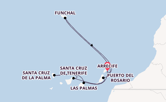 Canary Islands from Arrecife, Lanzarote, Spain with the MSC Fantasia
