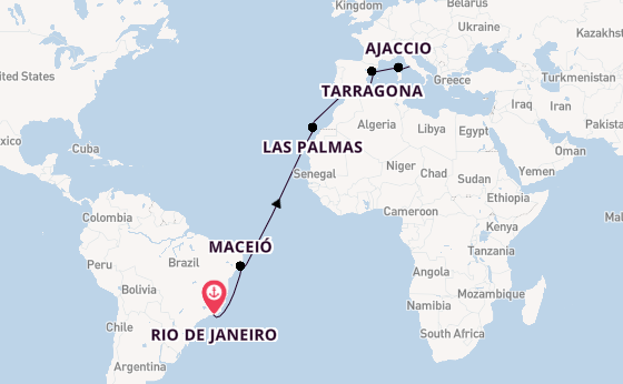 Transatlantic from Rio de Janeiro, Brazil with the MSC Splendida